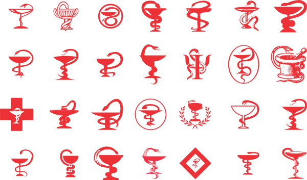 Змея с чашей символ медицины вектор