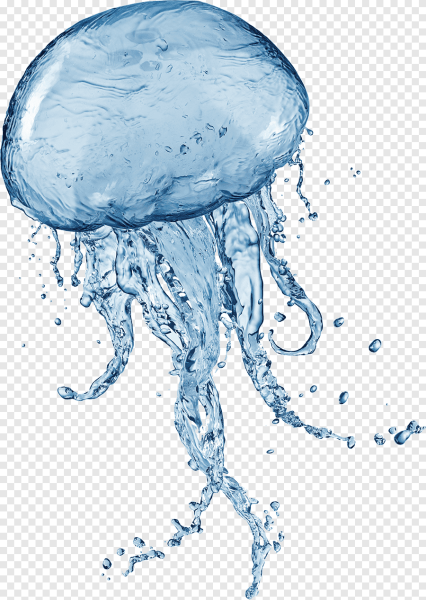 Белая медуза на синем фоне