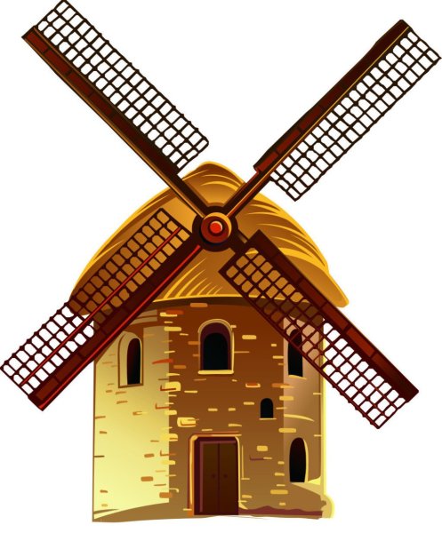 Мельница на белом фоне