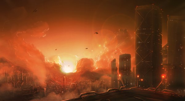 Горящий город