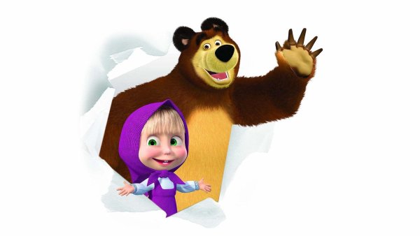 Маша и медведь Маша на белом фоне