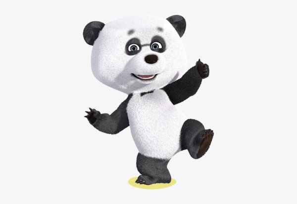 Маша и медведь Панда на белом фоне