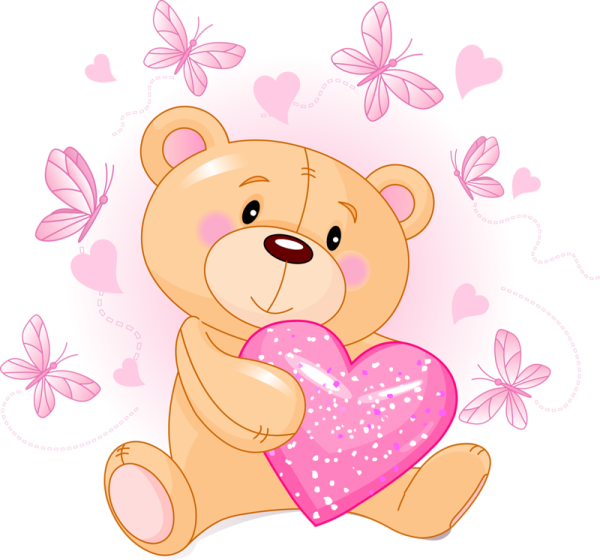 Мишка обнимает сердечко