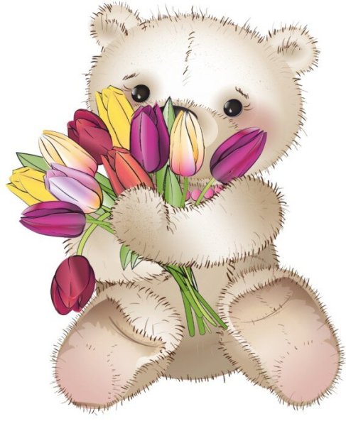 Медвежонок с цветами