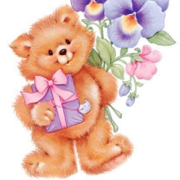 Мишка с цветами