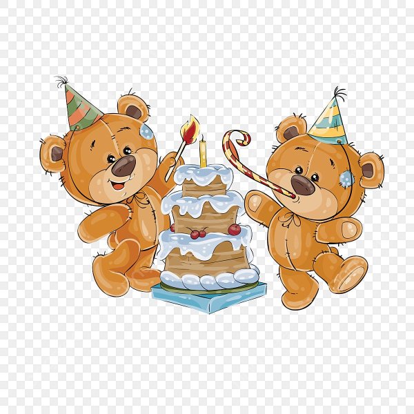 Медвежонок с подарками на тортике