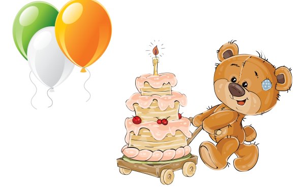 Медвежонок с подарками на тортике