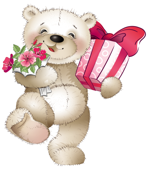 Мишка с цветами картинки