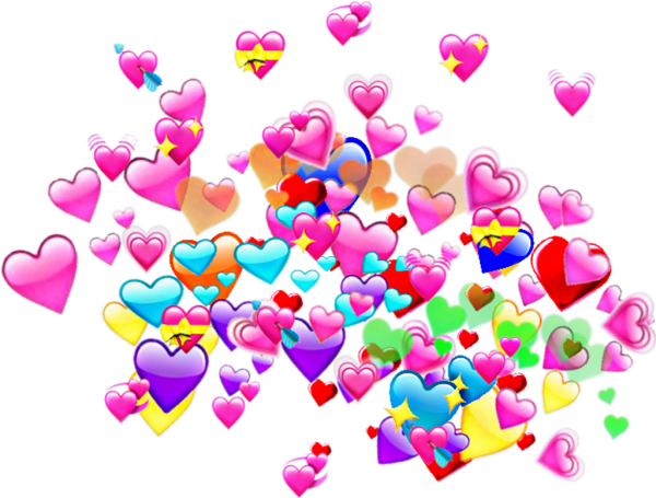 Куча сердечек на прозрачном фоне