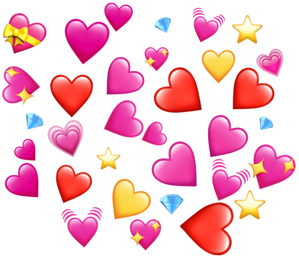 Разноцветные сердечки на прозрачном фоне