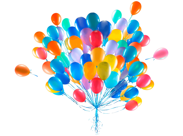 Воздушные шарики на прозрачном фоне