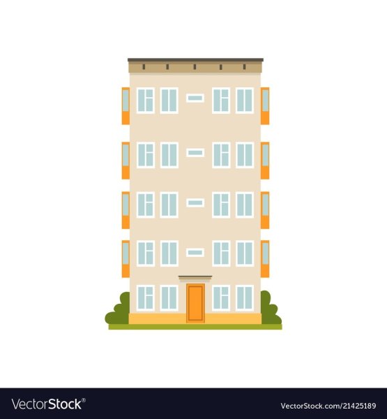 Многоэтажный дом на белом фоне