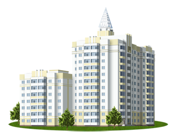 Высотный дом на белом фоне