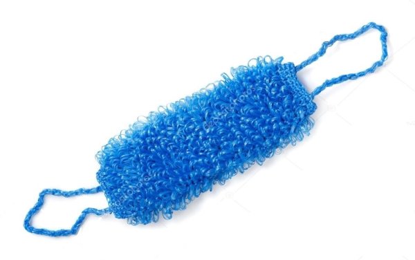 Мочалка синяя ручка