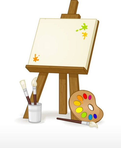 Детский мольберт с красками и карандашами