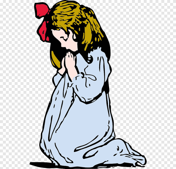 Девочка молится на коленях