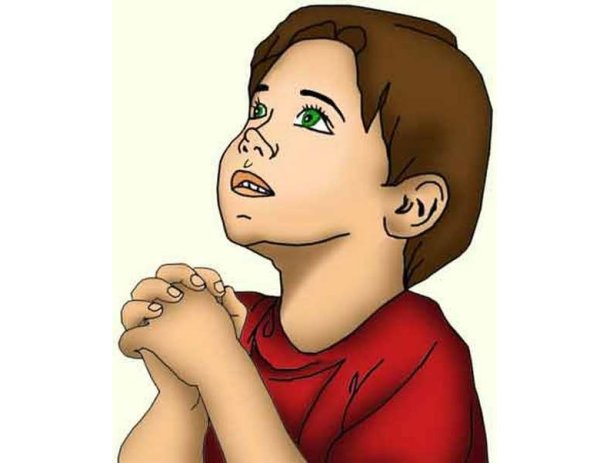 Мальчик молится рисунок