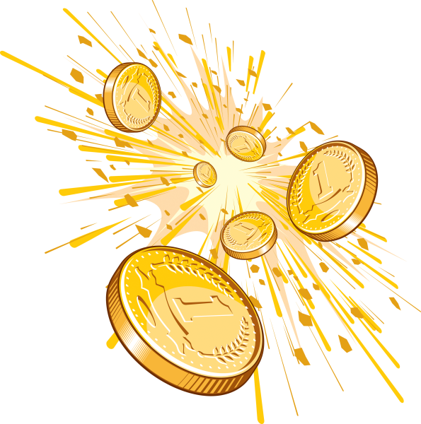 Монетки на прозрачном фоне