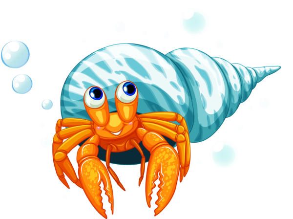 Мультяшные морские обитатели на прозрачном фоне