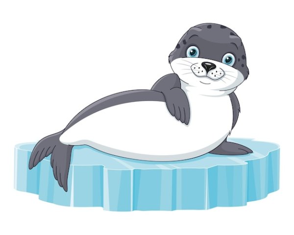 Тюлень мультяшный на прозрачном фоне