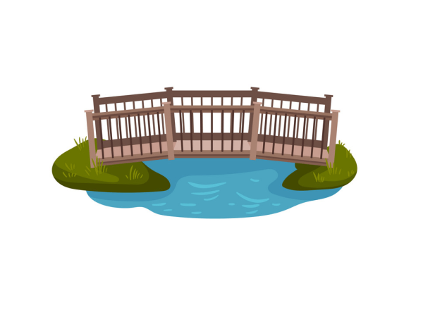 Мостик через речку вектор