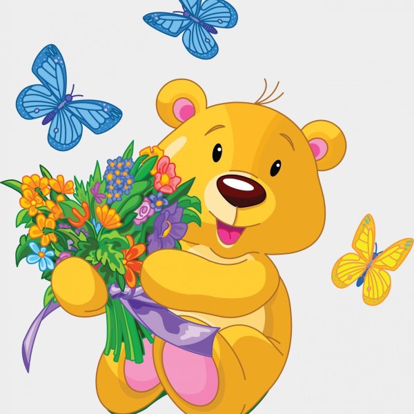 Мишка с цветами