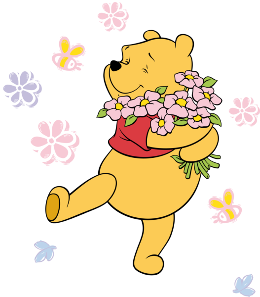 Мишка с цветами мультяшный