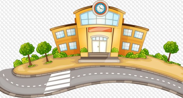 Здание школы на прозрачном фоне