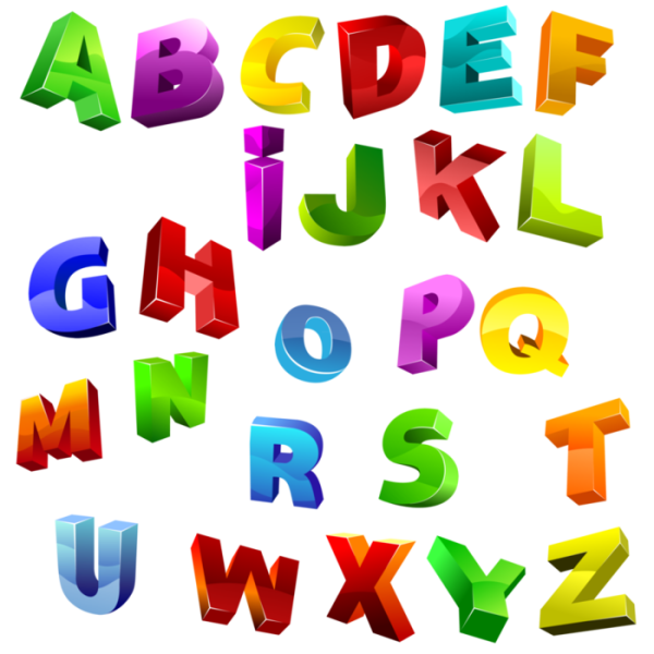 Английский алфавит на прозрачном фоне