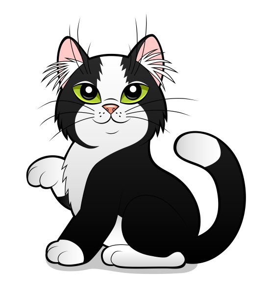 Кот на белом фоне мультяшный