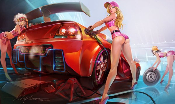 Девушка в машине арт