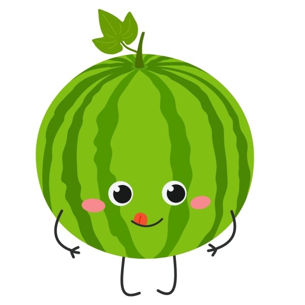 Арбуз на белом фоне мультяшка