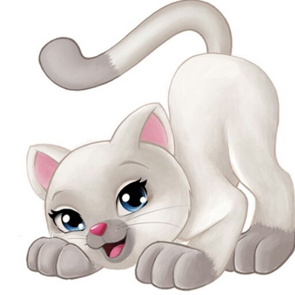 Белая кошечка мультяшная