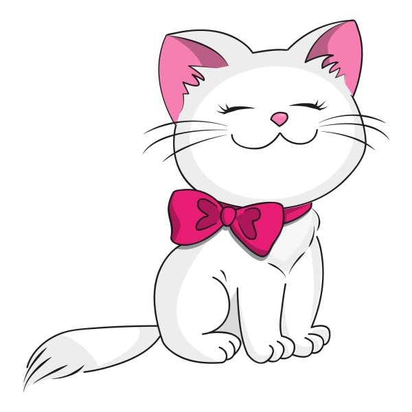 Кошечка с розовым бантом