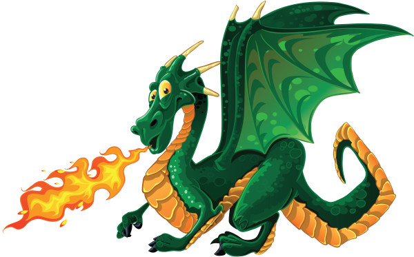 Огнедышащий дракон из мультика