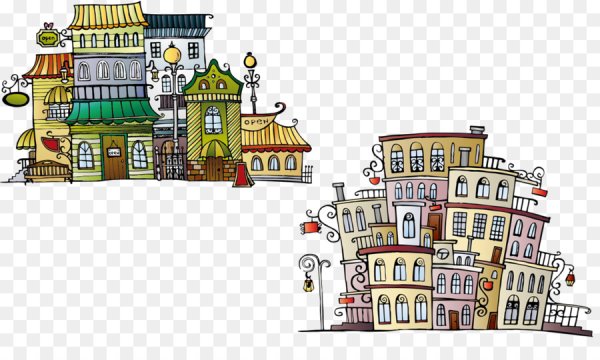 Мультяшный город на белом фоне