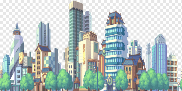 Мультяшный город на белом фоне