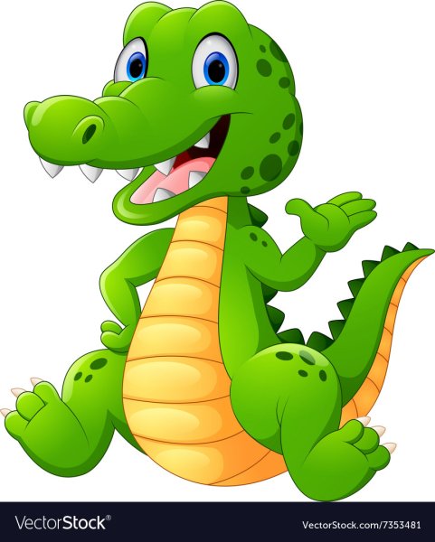 Крокодил на белом фоне мультяшный