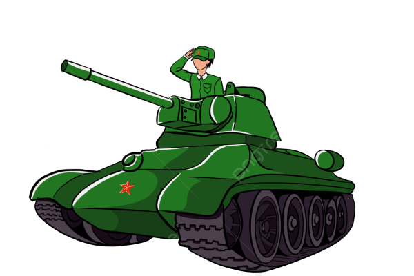 Мультяшный солдат на танке