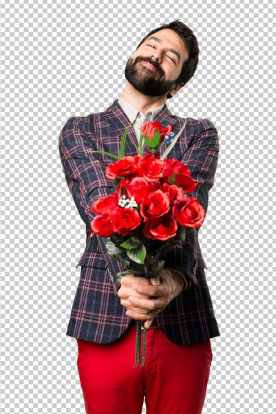 Молодой человек с цветами