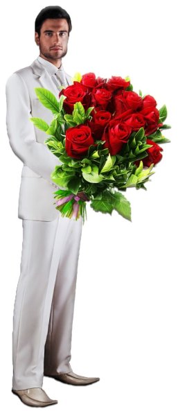 Мужчина в костюме с цветами