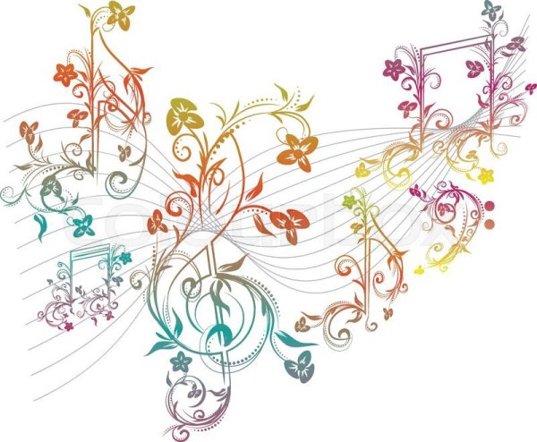 Музыкальные узоры на белом фоне