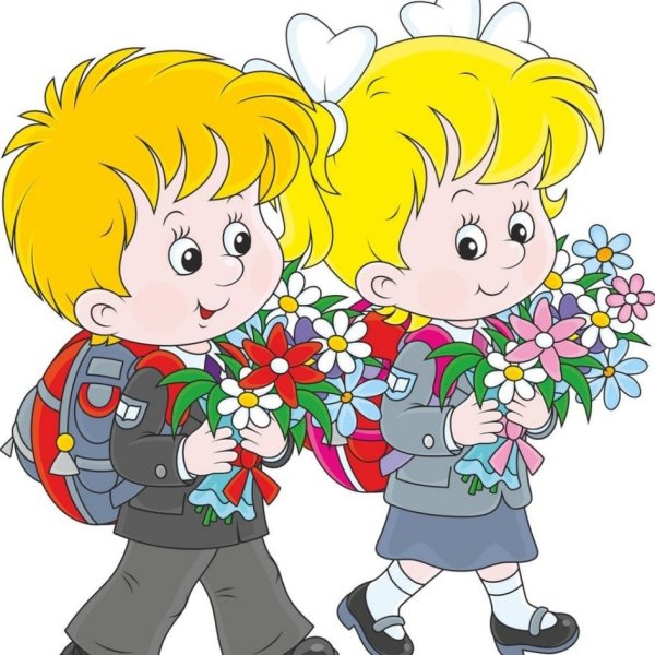 Мультяшные дети идут в школу