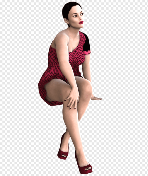 Женщина сидя на прозрачном фоне