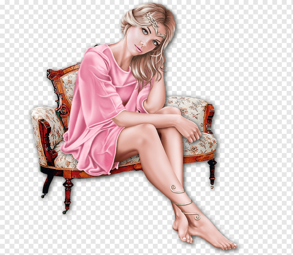 Женщина сидит на прозрачном фоне