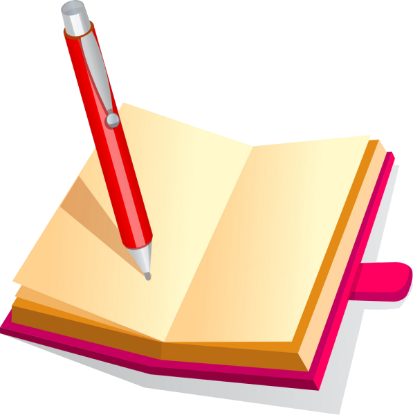 Книга с ручкой на прозрачном фоне