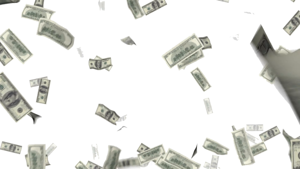 Дождь из денег без фона