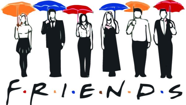 Друзья с зонтами