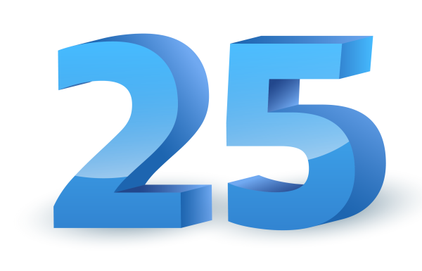 25 Лет цифры на прозрачном фоне