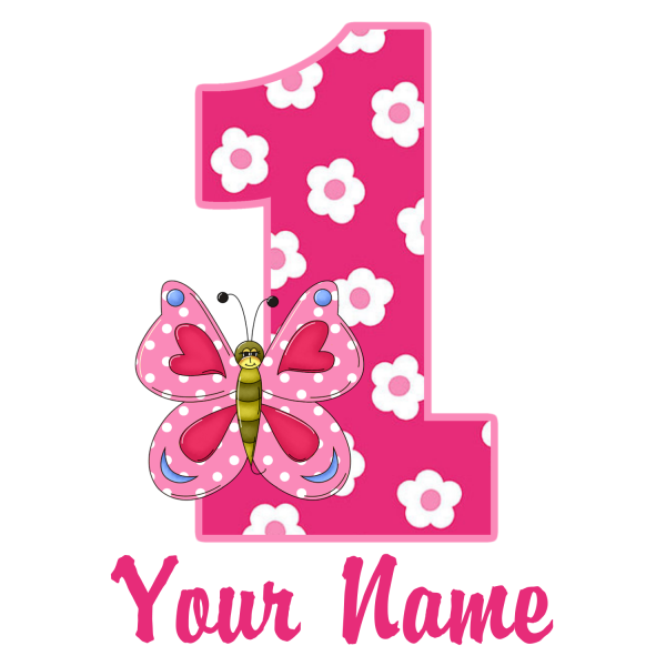 Цифра 1 розовая нарисованная